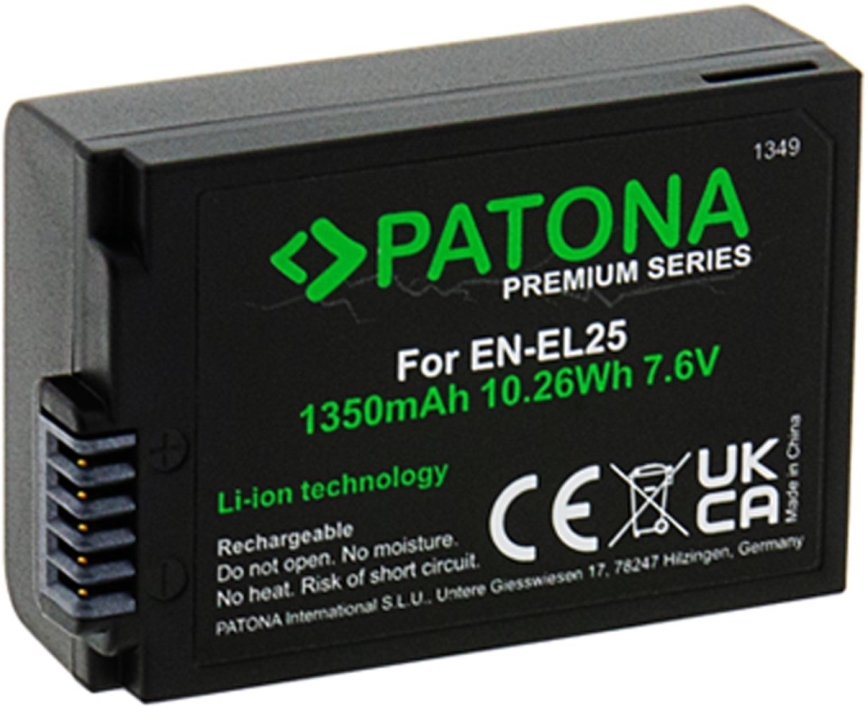 PATONA - Batterie Nikon EN-EL25 1350mAh Li-Ion 7,6V Premium Z50/Z fc
