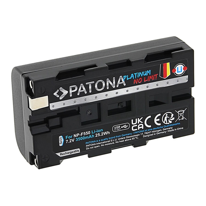 PATONA - Batterie Sony NP-F550/F330/F570 3500mAh Li-Ion Platinum charge USB-C