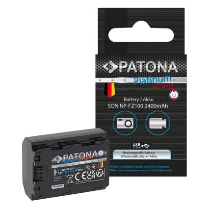 PATONA - Batterie Sony NP-FZ100 2400mAh Li-Ion Platinum USB-C