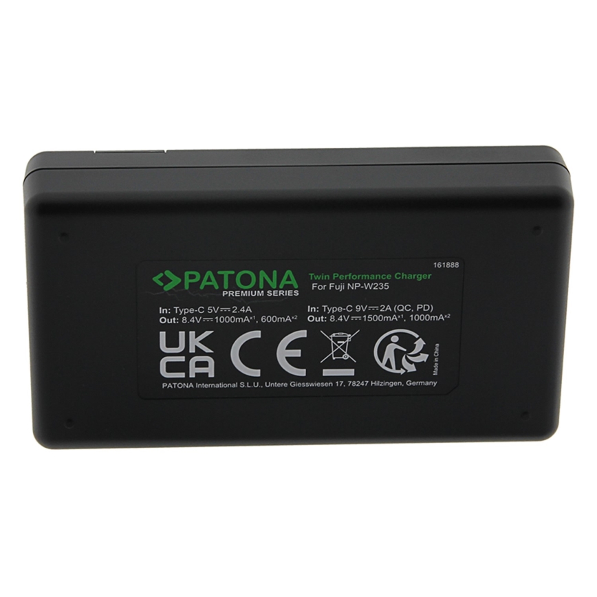 PATONA - Chargeur connecté Dual Fuji NP-W235 + câble USB-C 0,6m