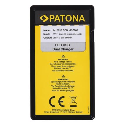 PATONA - Chargeur double Sony NP-F970/F960/F950 USB