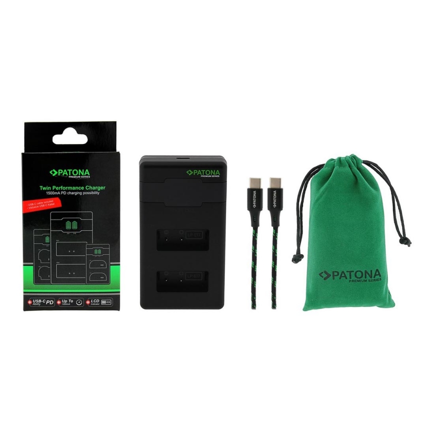 PATONA - Chargeur rapide Dual Canon LP-E17 + câble USB-C 0,6m