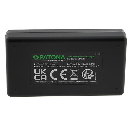 PATONA - Chargeur rapide Dual Canon LP-E17 + câble USB-C 0,6m