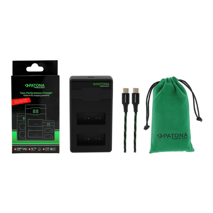 PATONA - Chargeur rapide Dual Fuji NP-W126 + câble USB-C 0,6m