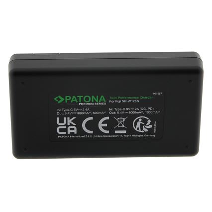 PATONA - Chargeur rapide Dual Fuji NP-W126 + câble USB-C 0,6m