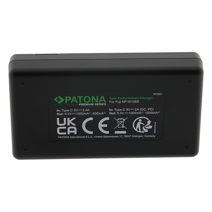 PATONA - Chargeur rapide Dual Fuji NP-W126 + câble USB-C 0,6m