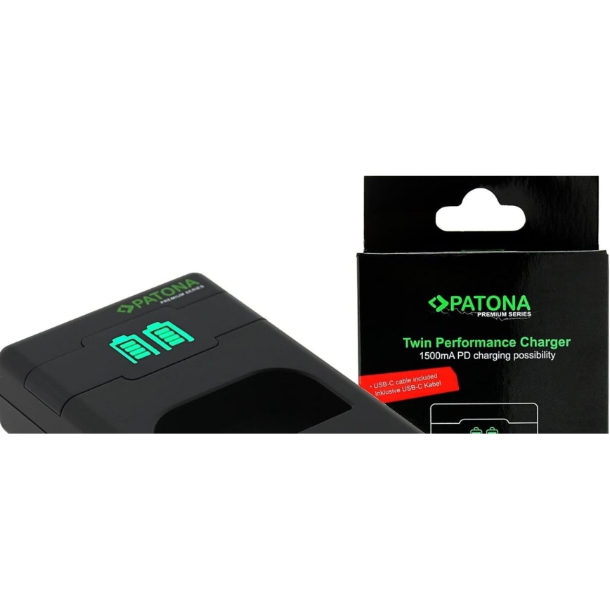 PATONA - Chargeur rapide Dual Fuji NP-W126 + câble USB-C 0,6m