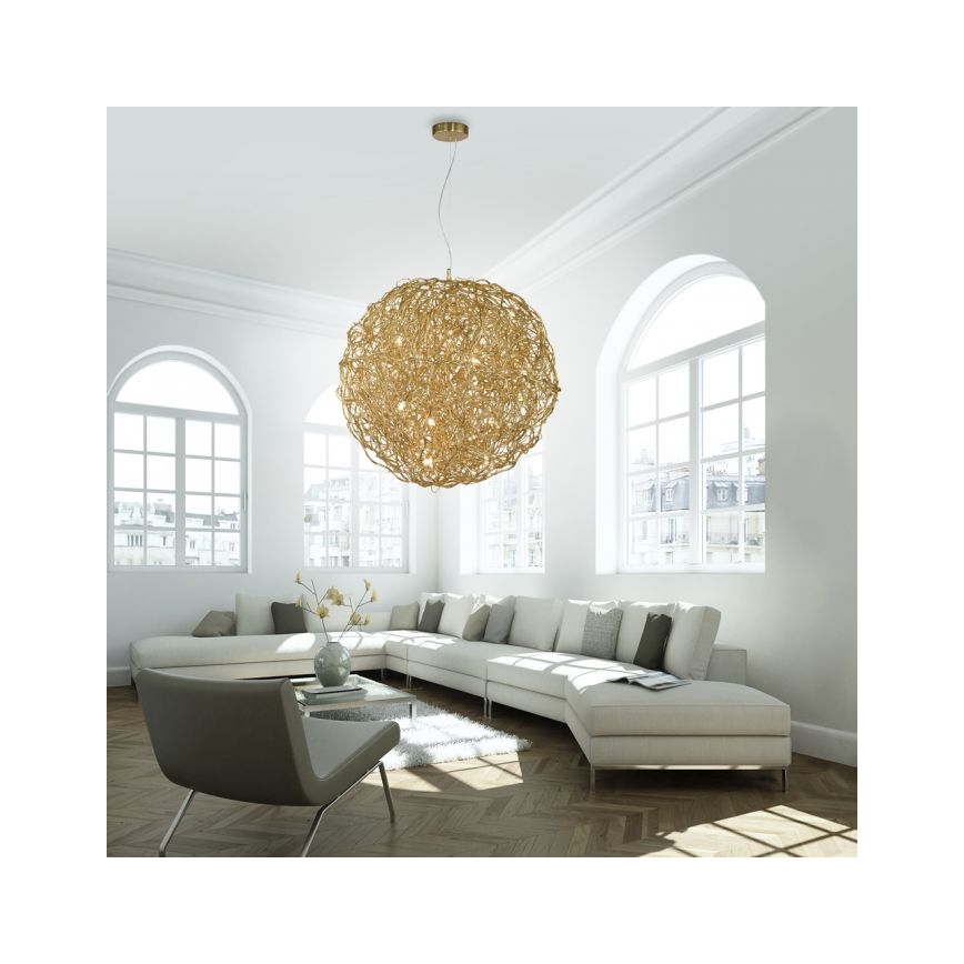 Paul Neuhaus 2019-12 - Suspension sur câble SAREA 15xG9/40W/230V dorée