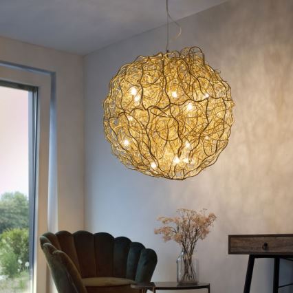 Paul Neuhaus 2019-12 - Suspension sur câble SAREA 15xG9/40W/230V dorée