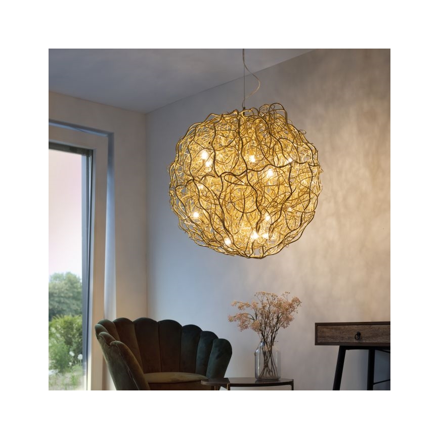 Paul Neuhaus 2019-12 - Suspension sur câble SAREA 15xG9/40W/230V dorée