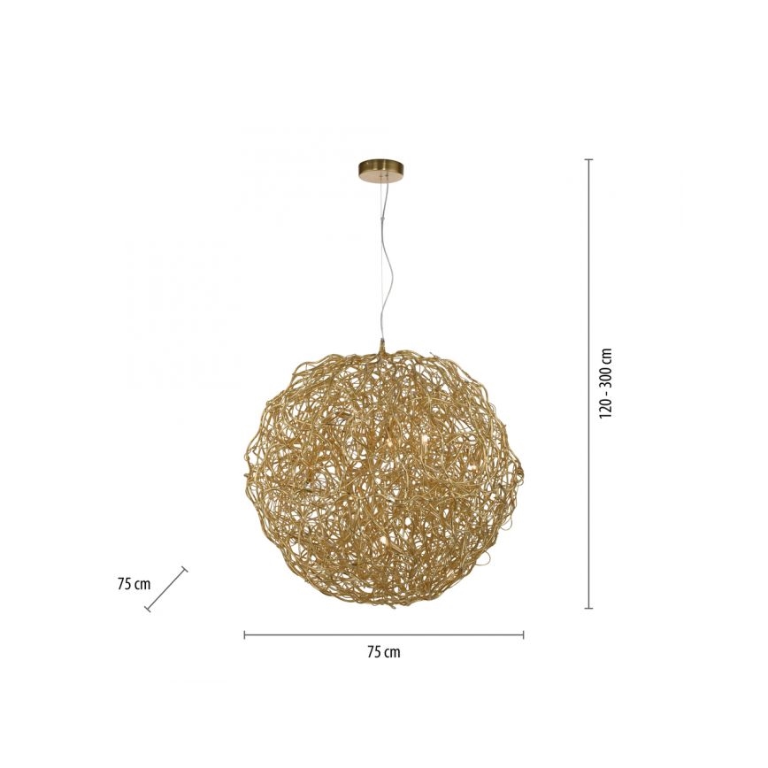 Paul Neuhaus 2019-12 - Suspension sur câble SAREA 15xG9/40W/230V dorée