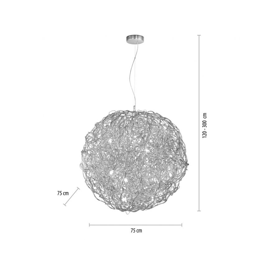Paul Neuhaus 2019-21 - Suspension sur câble SAREA 15xG9/40W/230V argentée