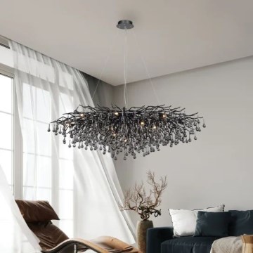 Paul Neuhaus 2031-18 - Suspension à câble ICICLE 15xG9/40W/230V 75x150 cm noire