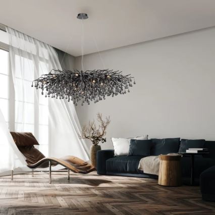 Paul Neuhaus 2031-18 - Suspension à câble ICICLE 15xG9/40W/230V 75x150 cm noire