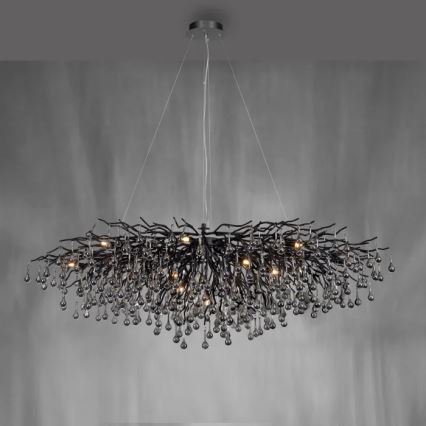 Paul Neuhaus 2031-18 - Suspension à câble ICICLE 15xG9/40W/230V 75x150 cm noire