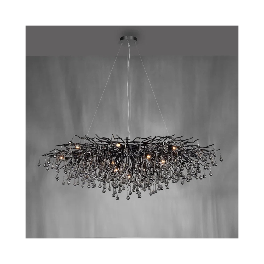 Paul Neuhaus 2031-18 - Suspension à câble ICICLE 15xG9/40W/230V 75x150 cm noire