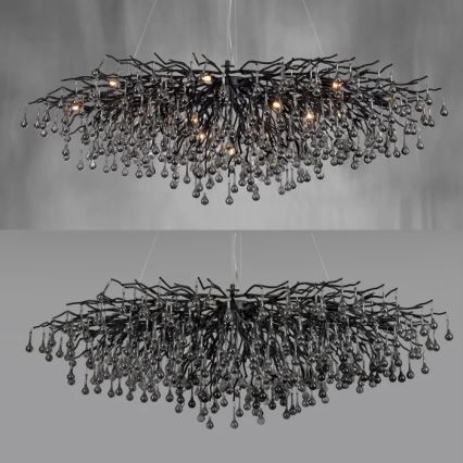 Paul Neuhaus 2031-18 - Suspension à câble ICICLE 15xG9/40W/230V 75x150 cm noire