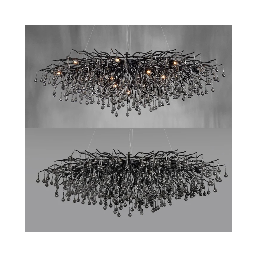 Paul Neuhaus 2031-18 - Suspension à câble ICICLE 15xG9/40W/230V 75x150 cm noire