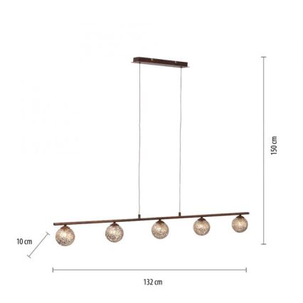 Paul Neuhaus 2040-48 - Suspension avec fil GRETA 5xG9/40W/230V