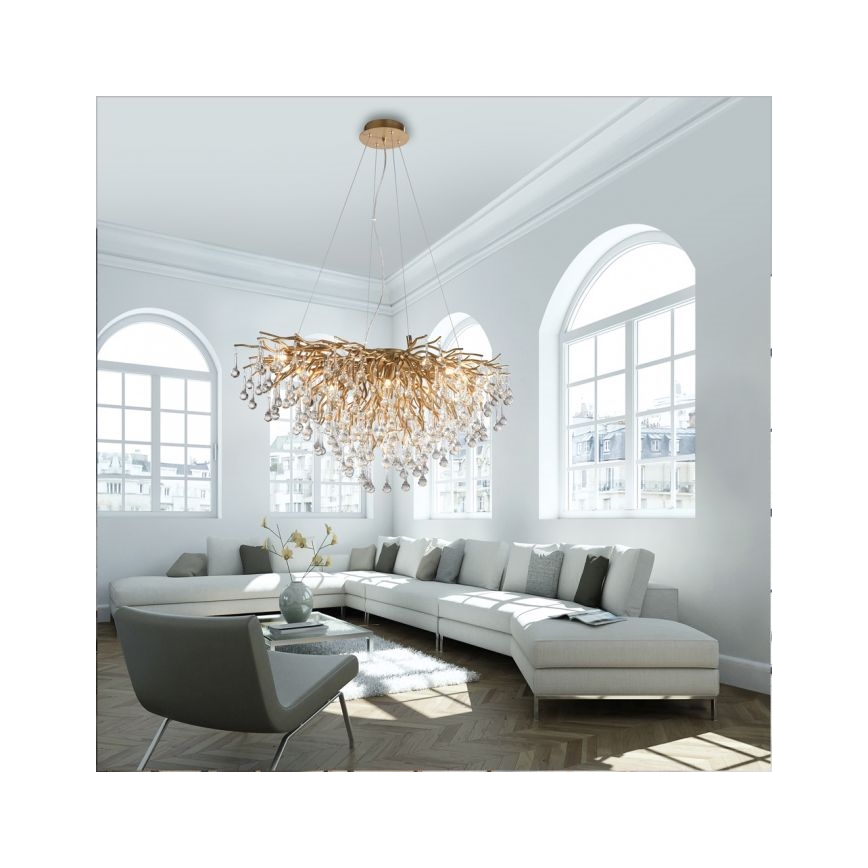 Paul Neuhaus 2192-11 - Suspension filaire ICICLE 10xG9/40W/230V 50x100 cm laiton