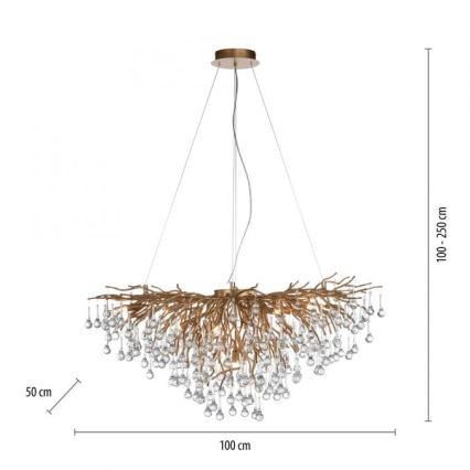 Paul Neuhaus 2192-11 - Suspension filaire ICICLE 10xG9/40W/230V 50x100 cm laiton