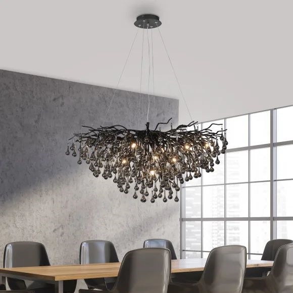 Paul Neuhaus 2192-18 - Suspension sur câble ICICLE 10xG9/40W/230V 50x100 cm noir