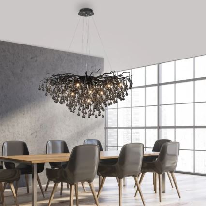 Paul Neuhaus 2192-18 - Suspension sur câble ICICLE 10xG9/40W/230V 50x100 cm noir