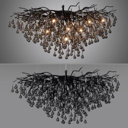 Paul Neuhaus 2192-18 - Suspension sur câble ICICLE 10xG9/40W/230V 50x100 cm noir