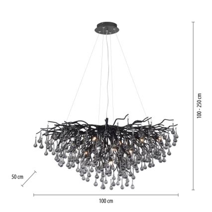 Paul Neuhaus 2192-18 - Suspension sur câble ICICLE 10xG9/40W/230V 50x100 cm noir