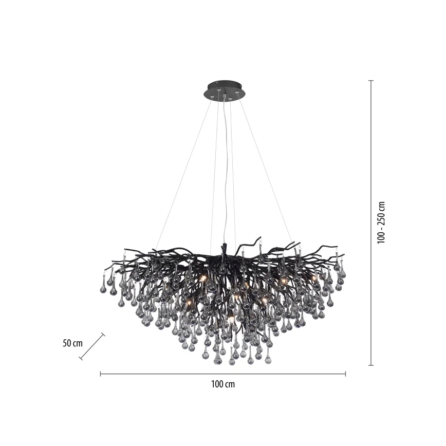 Paul Neuhaus 2192-18 - Suspension sur câble ICICLE 10xG9/40W/230V 50x100 cm noir