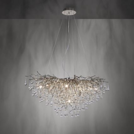 Paul Neuhaus 2192-55 - Suspension filaire ICICLE 10xG9/40W/230V 50x100 cm chrome brillant