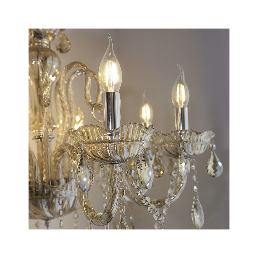 Paul Neuhaus 3081-97 - Suspension filaire en cristal GRACIA 8xE14/40W/230V doré