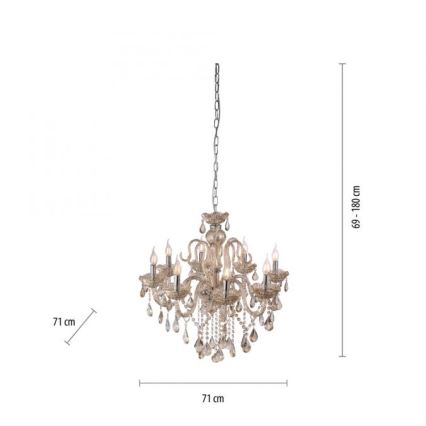 Paul Neuhaus 3081-97 - Suspension filaire en cristal GRACIA 8xE14/40W/230V doré