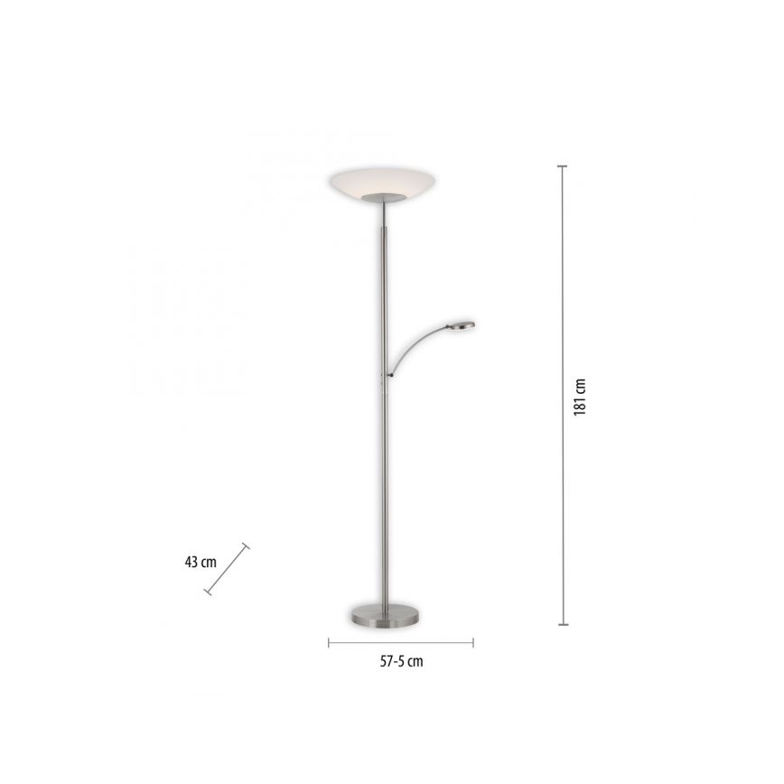 Paul Neuhaus 655-55 - Lampadaire LED dimmable ALFRED LED/28W+LED/4W/230V chrome brillant