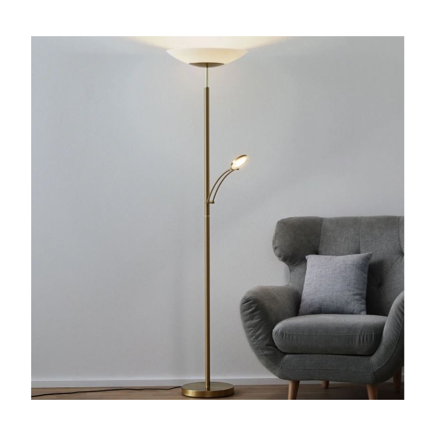 Paul Neuhaus - 655-60 - Lampadaire à intensité variable LED ALFRED 1xLED/28W/230V+1xLED/4W/230V laiton