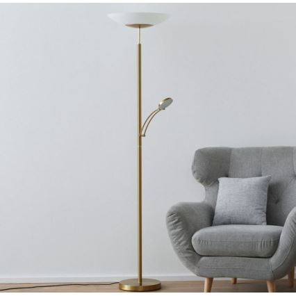 Paul Neuhaus 655-60 - Lampadaire LED dimmable ALFRED LED/28W/230V+LED/4W/230V laiton