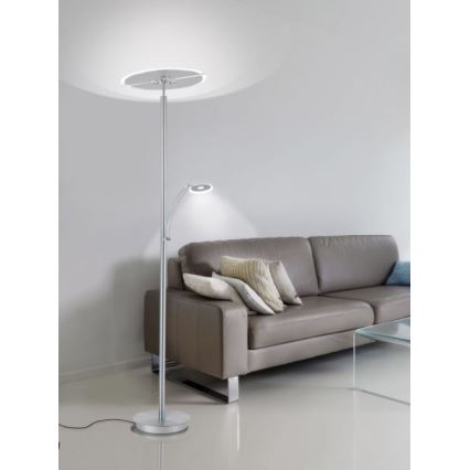 Paul Neuhaus 673-55 - Lampadaire sur pied LED dimmable ARTUR 2xLED/21W/230V+LED/6W chrome brillant