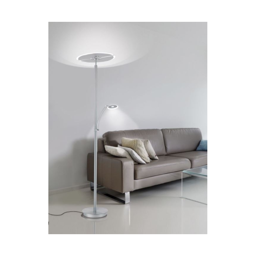 Paul Neuhaus 673-55 - Lampadaire sur pied LED dimmable ARTUR 2xLED/21W/230V+LED/6W chrome brillant