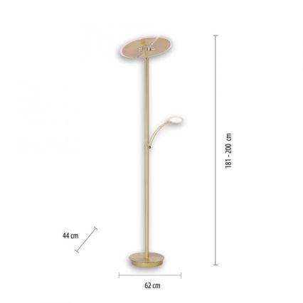 Paul Neuhaus 673-60 - Lampadaire LED à intensité variable ARTUR 2xLED/21W/230V+1xLED/6W/230V doré