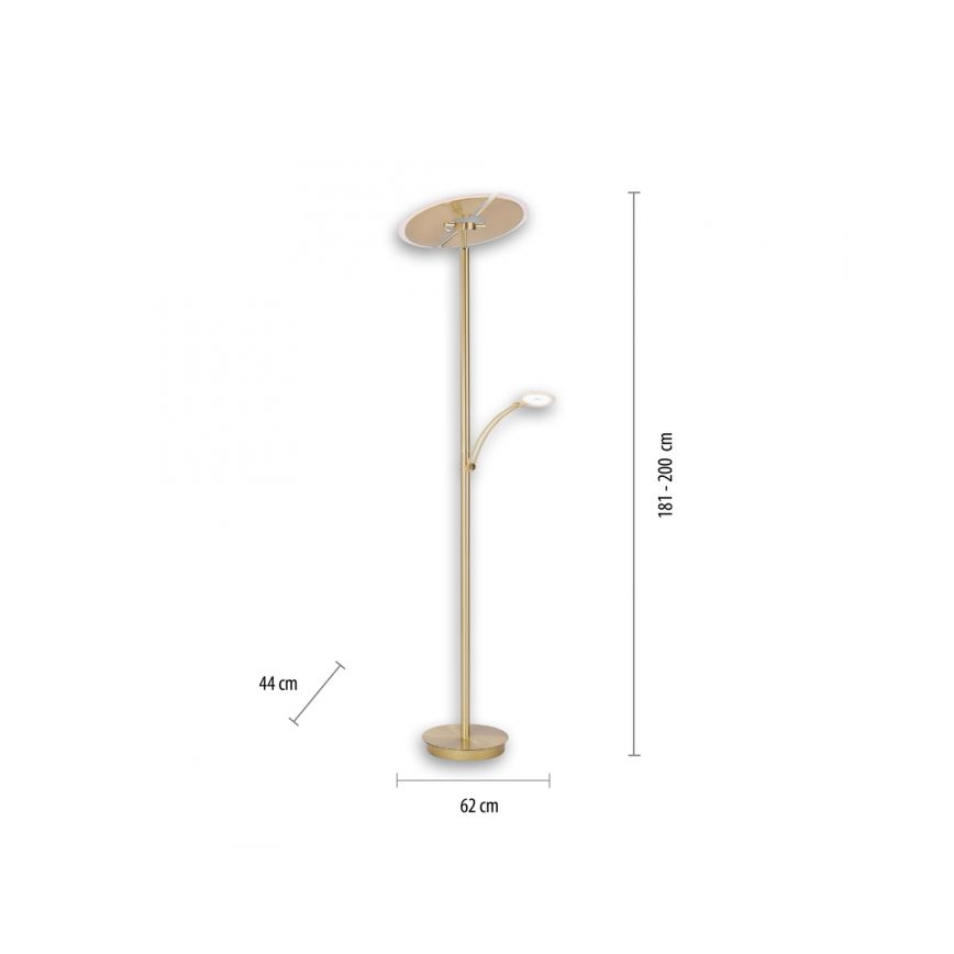 Paul Neuhaus 673-60 - Lampadaire LED à intensité variable ARTUR 2xLED/21W/230V+1xLED/6W/230V doré