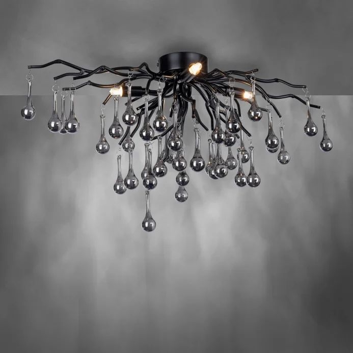 Paul Neuhaus 8090-18 - Lustre à montage en saillie ICICLE 4xG9/40W/230V 30x60 cm noir