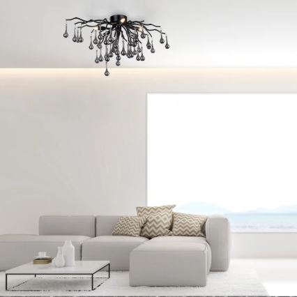 Paul Neuhaus 8090-18 - Lustre à montage en saillie ICICLE 4xG9/40W/230V 30x60 cm noir