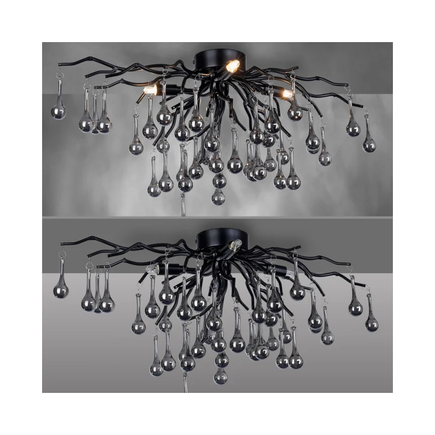 Paul Neuhaus 8090-18 - Lustre à montage en saillie ICICLE 4xG9/40W/230V 30x60 cm noir