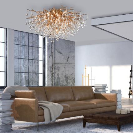 Paul Neuhaus 8092-11 - Plafonnier ICICLE 14xG9/40W/230V d. 100 cm laiton
