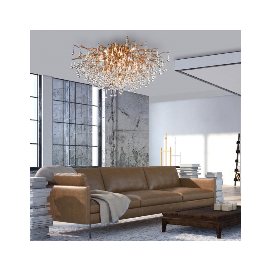 Paul Neuhaus 8092-11 - Plafonnier ICICLE 14xG9/40W/230V d. 100 cm laiton