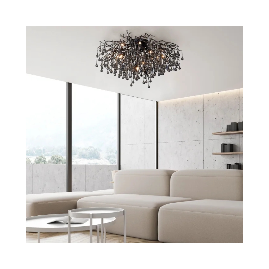 Paul Neuhaus 8092-18 - Plafonnier ICICLE à montage en surface 14xG9/40W/230V Ø 100 cm noir