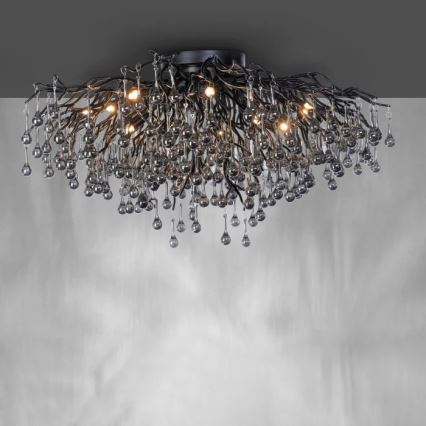 Paul Neuhaus 8092-18 - Plafonnier ICICLE à montage en surface 14xG9/40W/230V Ø 100 cm noir