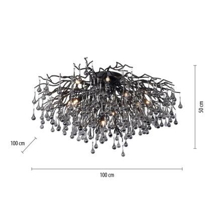 Paul Neuhaus 8092-18 - Plafonnier ICICLE à montage en surface 14xG9/40W/230V Ø 100 cm noir