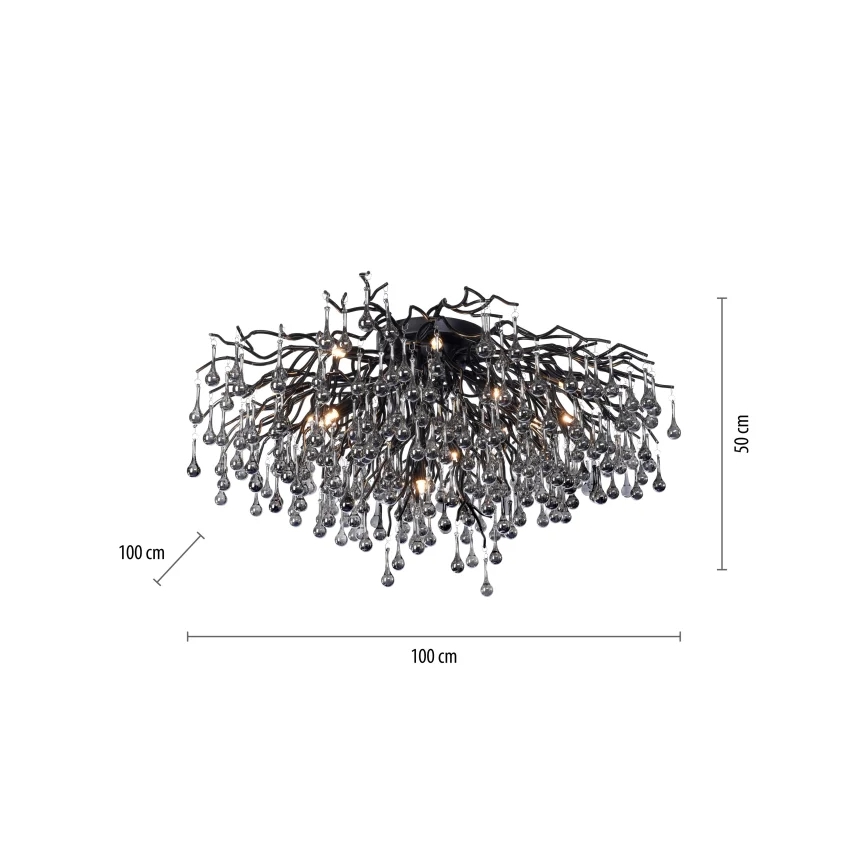 Paul Neuhaus 8092-18 - Plafonnier ICICLE à montage en surface 14xG9/40W/230V Ø 100 cm noir