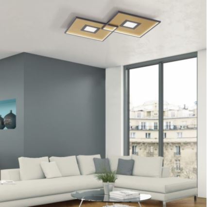 Paul Neuhaus 8378-18 - Plafonnier LED à intensité variable AMARA LED/45W/230V doré + télécommande